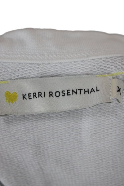 Kerri Rosenthal Women Pullover White Cotton Crew Neck Long Sleeve Heart Size XL