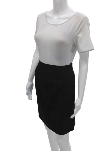 Armani Collezioni Women Straight Pencil Skirt Black Virgin Wool Zip Size 6