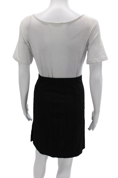 Armani Collezioni Women Straight Pencil Skirt Black Virgin Wool Zip Size 6