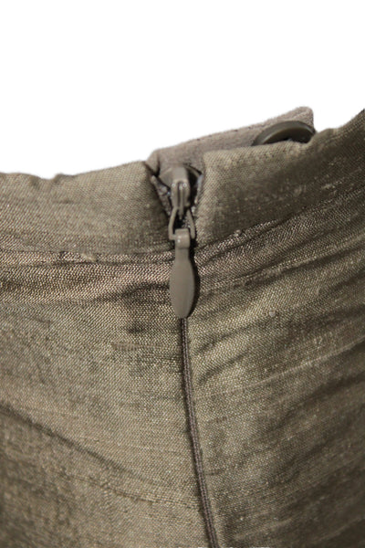 Armani Collezioni Women Trumpet Silk Knee Length Skirt Green Zip Solid Size 4