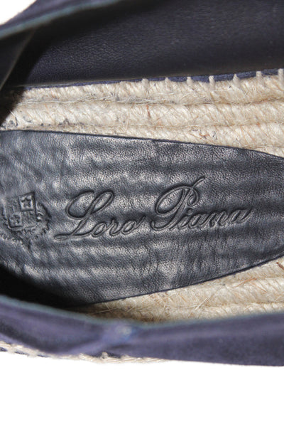 Loro Piana Mens Suede Slip On Espadrilles Navy Size 45 15