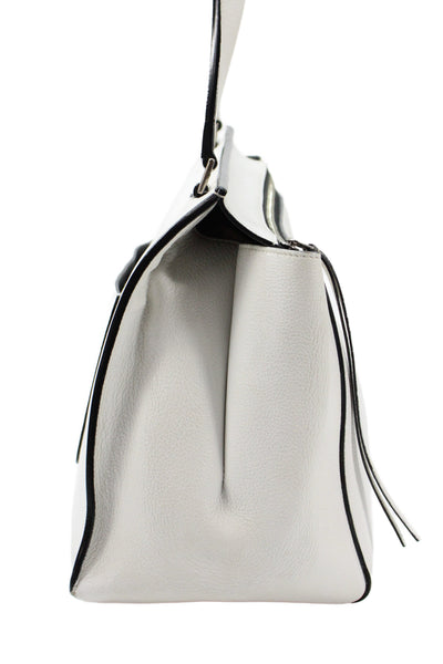 Celine Womens Leather Edge Large Top Handle Handbag White