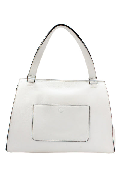 Celine Womens Leather Edge Large Top Handle Handbag White