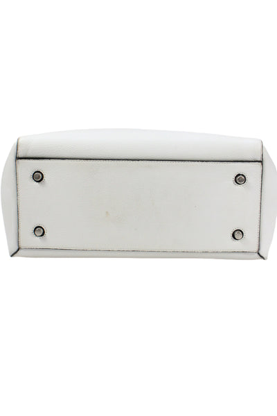 Celine Womens Leather Edge Large Top Handle Handbag White