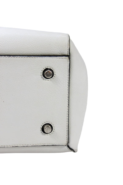 Celine Womens Leather Edge Large Top Handle Handbag White