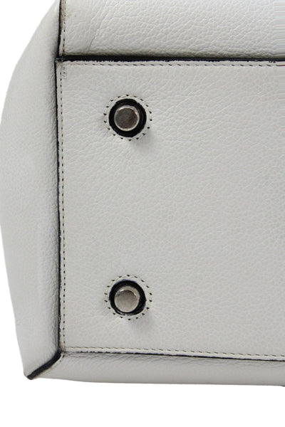 Celine Womens Leather Edge Large Top Handle Handbag White