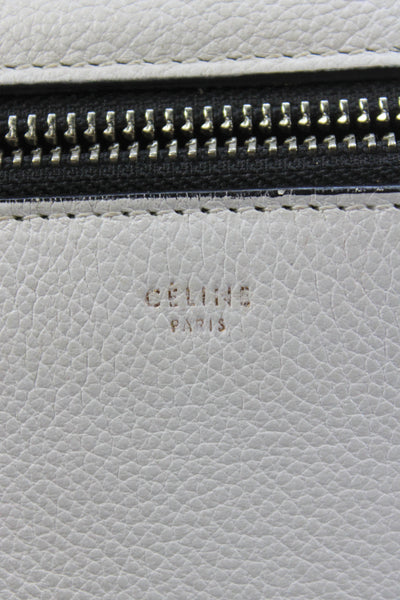 Celine Womens Leather Edge Large Top Handle Handbag White