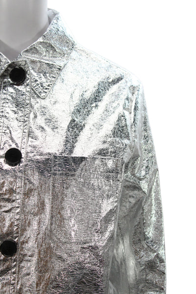 Christian Dior Womens Silver Basic Jacket Bee Motif Button Long Sleeve Size 40