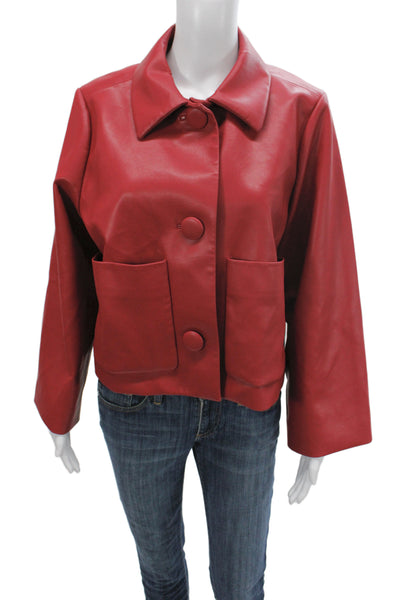 Cynthia Rowley Women Red Button Long Sleeve Basic Jacket Size S