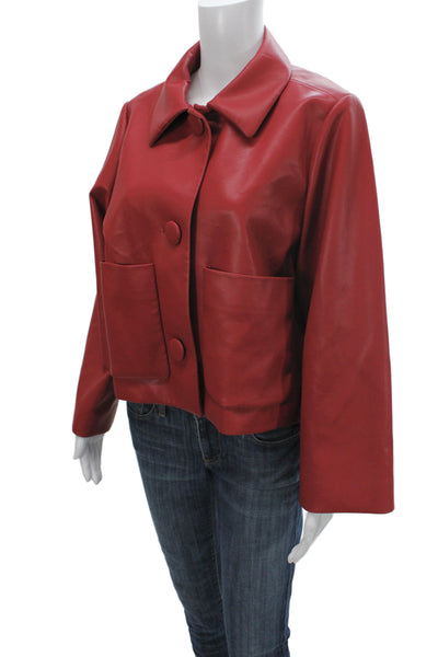 Cynthia Rowley Women Red Button Long Sleeve Basic Jacket Size S