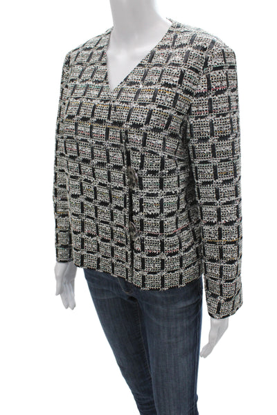 Chanel Women Basic Jacket Black Checked Button Size 40