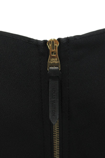 Louis Vuitton Womens Sheath Dress Black Sleeveless Roundneck Knee Length Size 42