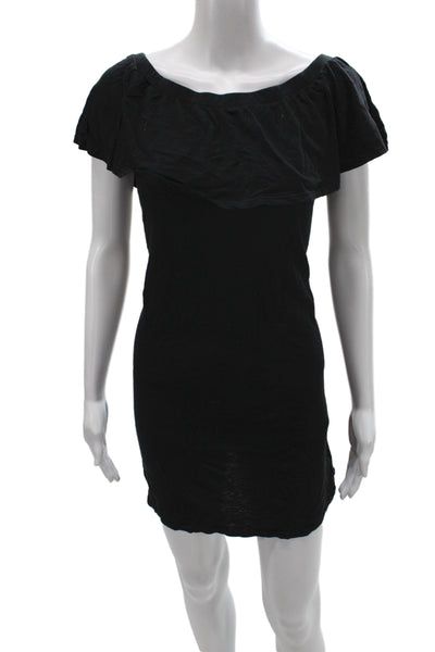Velvet by Graham & Spencer Women Black Off Shoulder Mini Dress Cotton Size XS