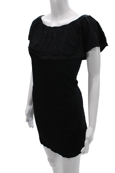 Velvet by Graham & Spencer Women Black Off Shoulder Mini Dress Cotton Size XS