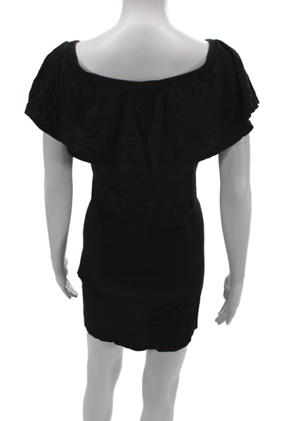 Velvet by Graham & Spencer Women Black Off Shoulder Mini Dress Cotton Size XS