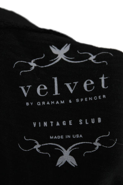 Velvet by Graham & Spencer Women Black Off Shoulder Mini Dress Cotton Size XS
