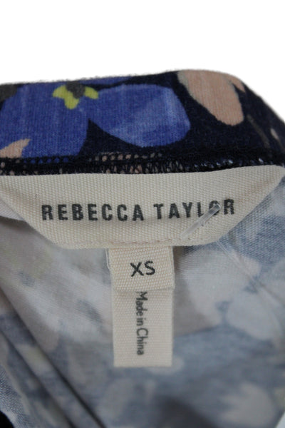 Rebecca Taylor Women Blue Fit & Flare Dress Scoop Neck Short Sleeve Size XS
