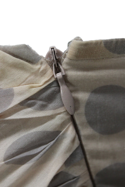 Robert Rodriguez Womens Slip Dress Beige Polka Dot Cotton V-Neck Size 6