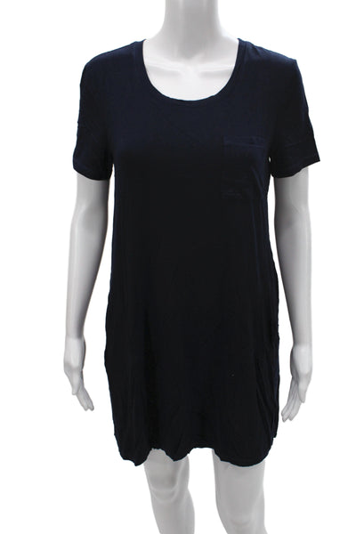 Splendid Women T-Shirt Dress Black Short Sleeve Scoop Neck Knee Length Size S