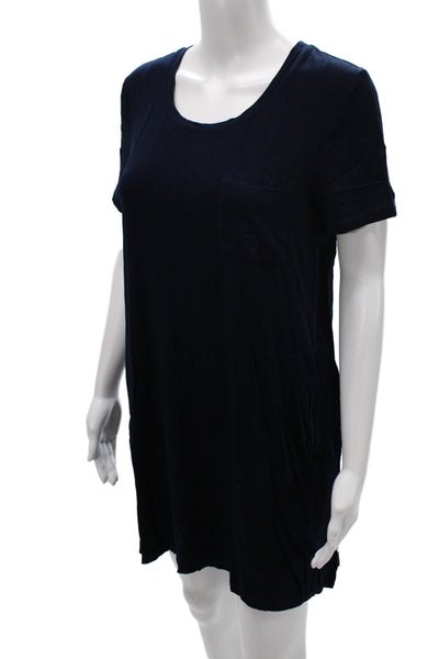 Splendid Women T-Shirt Dress Black Short Sleeve Scoop Neck Knee Length Size S