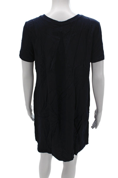Splendid Women T-Shirt Dress Black Short Sleeve Scoop Neck Knee Length Size S