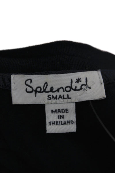 Splendid Women T-Shirt Dress Black Short Sleeve Scoop Neck Knee Length Size S