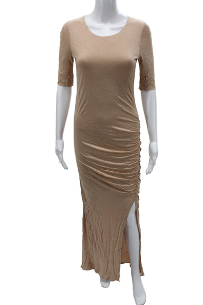 A.L.C. Womens Bodycon Long Beige Dress Half Sleeve Viscose Size S