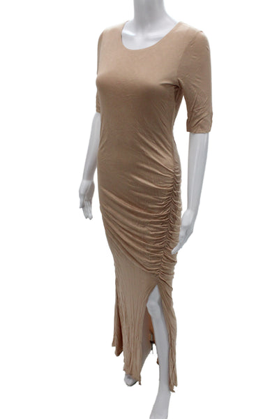 A.L.C. Womens Bodycon Long Beige Dress Half Sleeve Viscose Size S