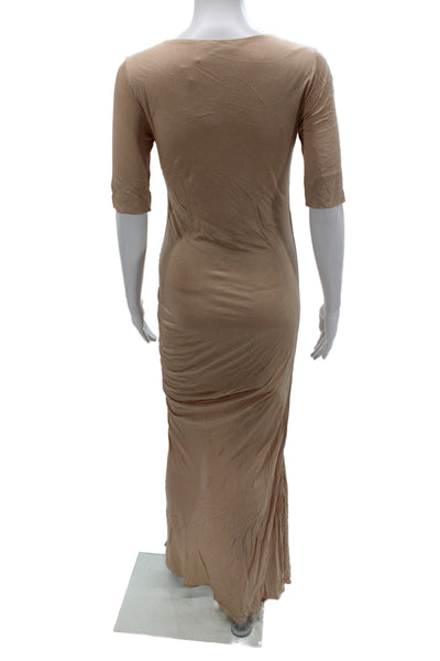 A.L.C. Womens Bodycon Long Beige Dress Half Sleeve Viscose Size S