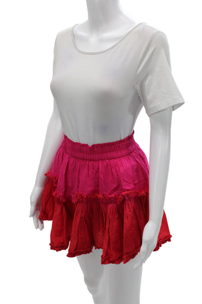 Maia Bergman Womens Mini Skirt Pink 100% Cotton Boho Pull On Size XS