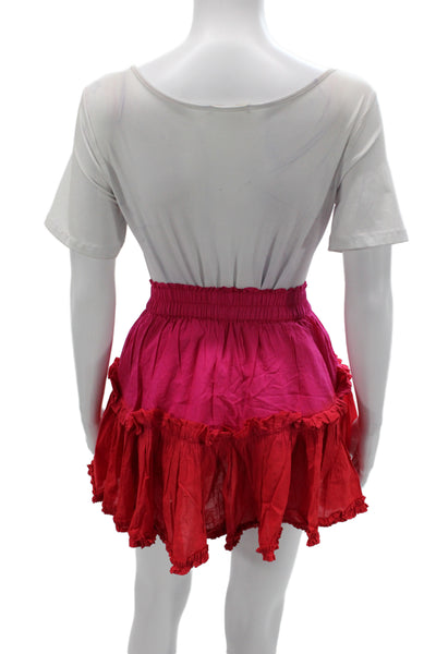 Maia Bergman Womens Mini Skirt Pink 100% Cotton Boho Pull On Size XS