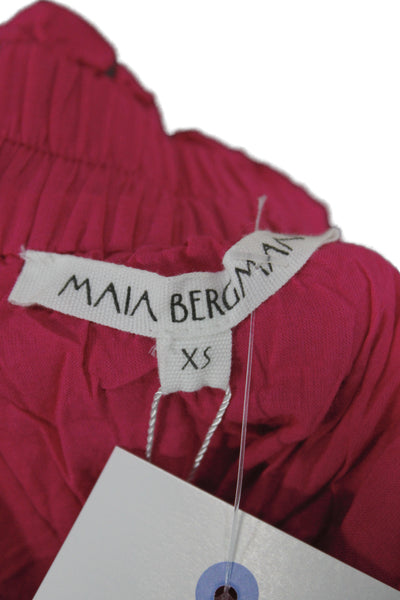 Maia Bergman Womens Mini Skirt Pink 100% Cotton Boho Pull On Size XS