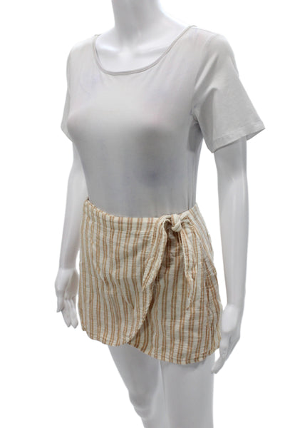 Madewell Womens Beige Striped Cotton Tie Mini Skort Casual Summer Size XS