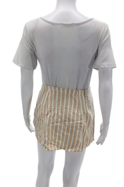 Madewell Womens Beige Striped Cotton Tie Mini Skort Casual Summer Size XS