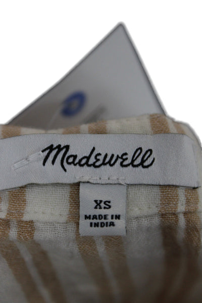 Madewell Womens Beige Striped Cotton Tie Mini Skort Casual Summer Size XS