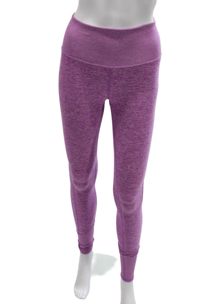 Alo Womens Purple Flecked Polyester Ankle Leggings Athleisure Size 2XS