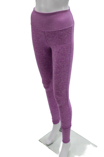 Alo Womens Purple Flecked Polyester Ankle Leggings Athleisure Size 2XS