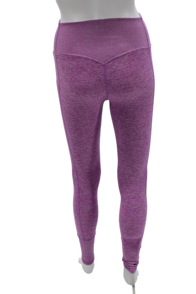 Alo Womens Purple Flecked Polyester Ankle Leggings Athleisure Size 2XS