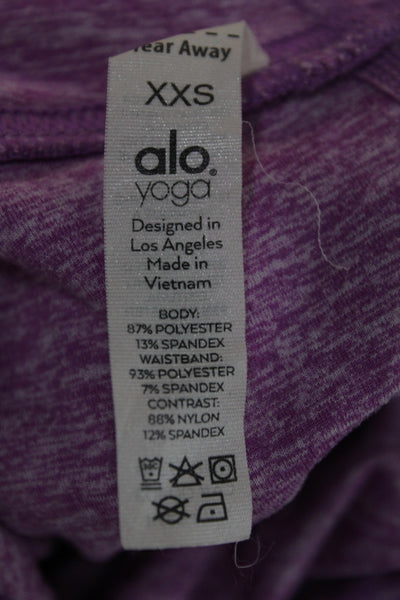 Alo Womens Purple Flecked Polyester Ankle Leggings Athleisure Size 2XS