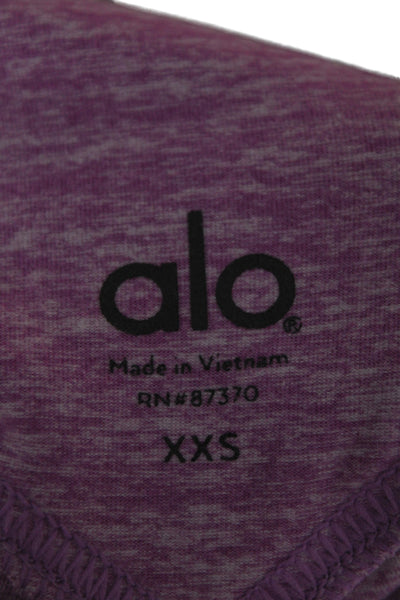 Alo Womens Purple Flecked Polyester Ankle Leggings Athleisure Size 2XS