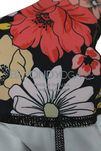 Beyond Yoga Womens Ankle Leggings Black Floral Recycled Polyester Size XS