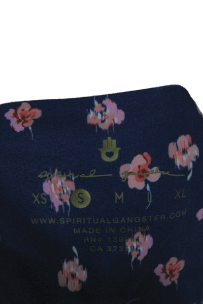 Spiritual Gangster Womens Ankle Floral Blue Leggings Recycled Polyester Size S