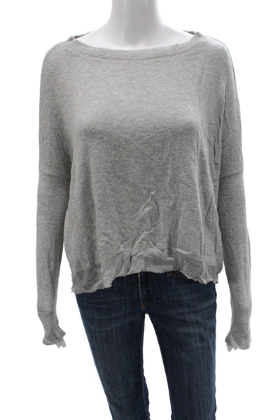 Beautiful People Women Pullover Gray Boatneck Long Sleeve Tencel Sweater Size S