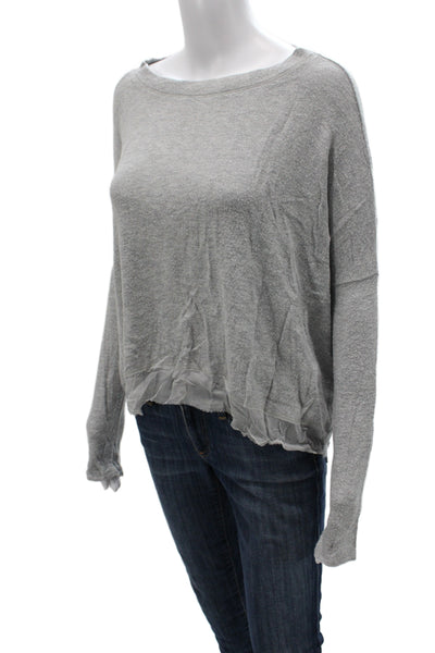 Beautiful People Women Pullover Gray Boatneck Long Sleeve Tencel Sweater Size S