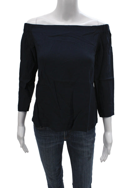Club Monaco Womens Basic Off the Shoulder Black 3/4 Sleeve Blouse Size 2