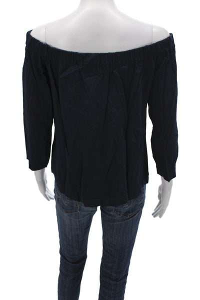 Club Monaco Womens Basic Off the Shoulder Black 3/4 Sleeve Blouse Size 2