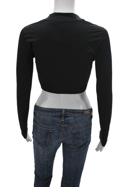 Vuori Womens Cropped Mock Neck Long Sleeve Casual Top Black Size S