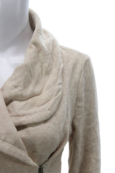 Lou & Grey Women Biker Cotton Zip Jacket Beige Long Sleeve Size XS