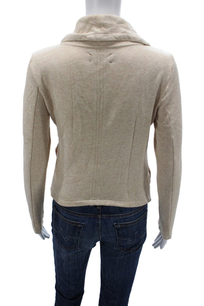 Lou & Grey Women Biker Cotton Zip Jacket Beige Long Sleeve Size XS
