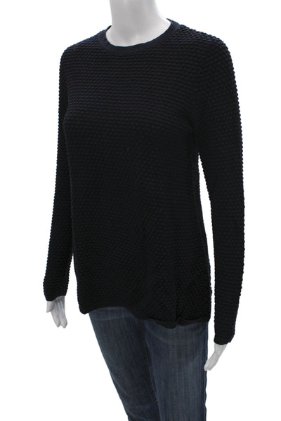 COS Women Pullover Sweater Black Cotton Crew Neck Long Sleeve Size XS